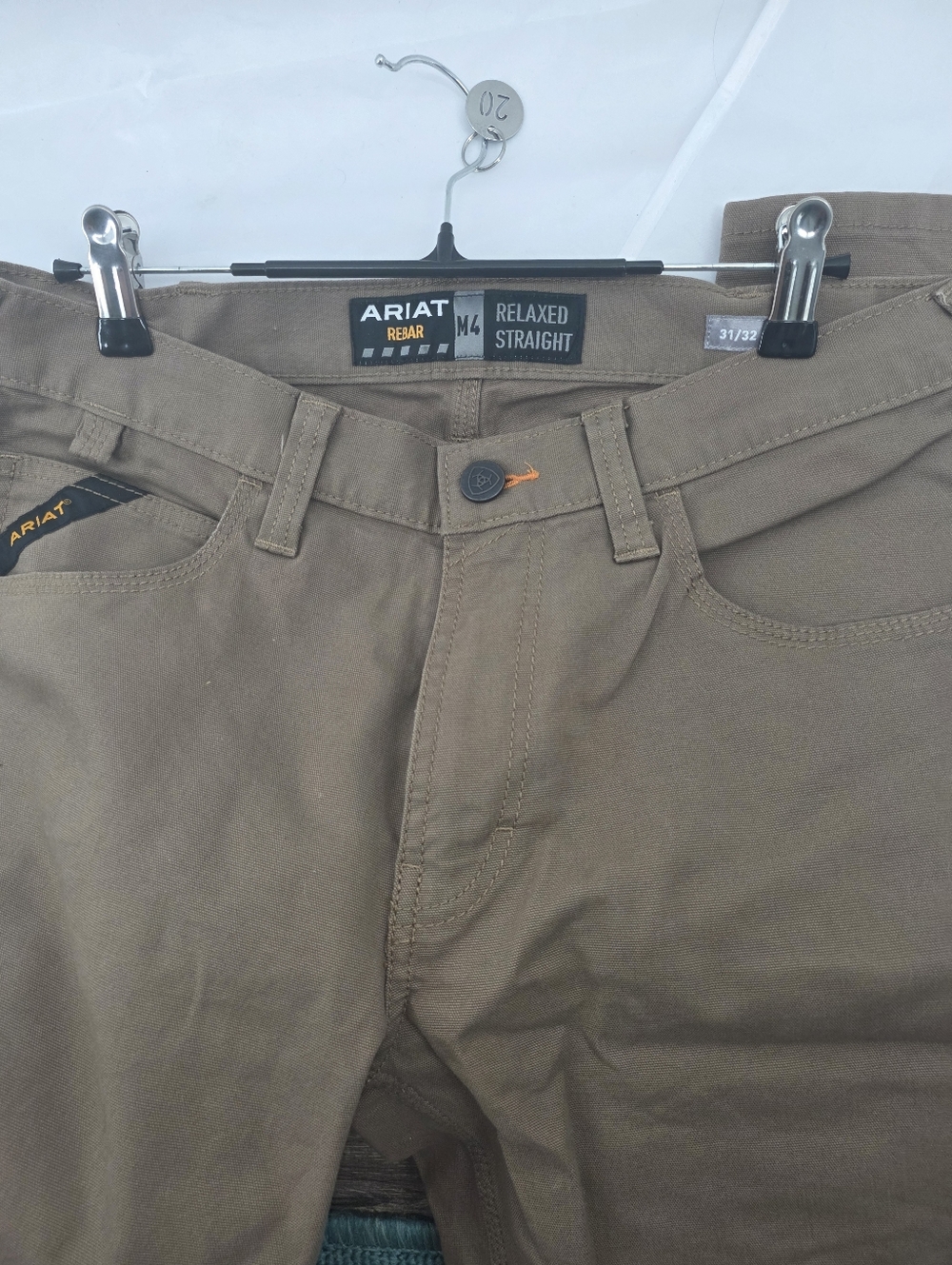 Ariat Men's Rebar M4 Relaxed Straight 7 Pocket Rugged Khaki Pants Size 31x32